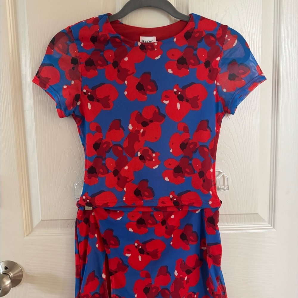 Princess Polly Red and Blue top and skirt set